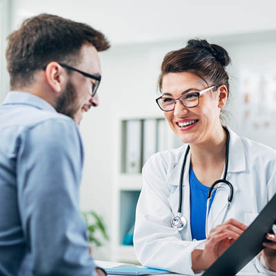Doctor and patient talking